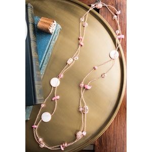 Pink Beaded Wrap Necklace